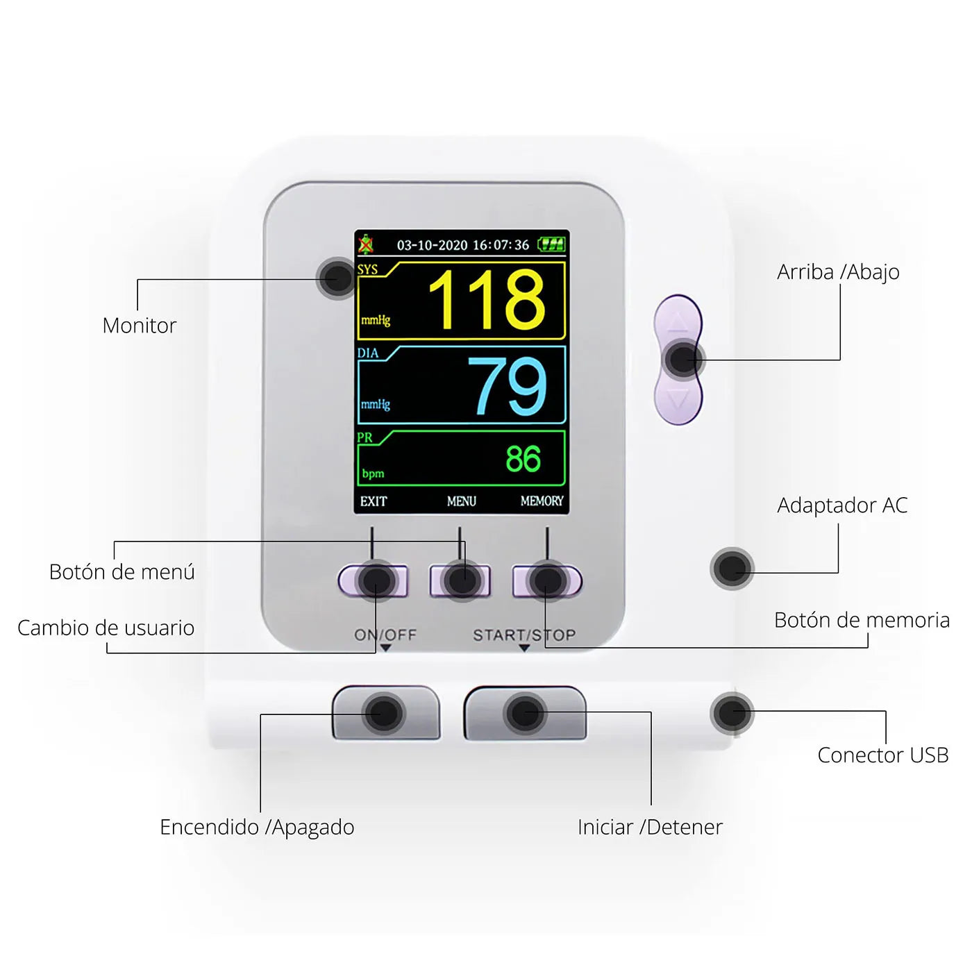 Monitor Signos Vitales Adulto Contec 08A con Oxímetro - TOPMEDIC