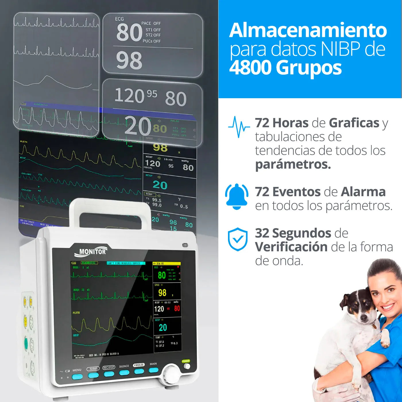 Signos Vitales Multiparámetro Contec CMS6000 VET - TOPMEDIC