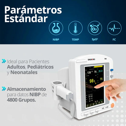 Sinohero S60 realizando medición de presión arterial no invasiva (NIBP)