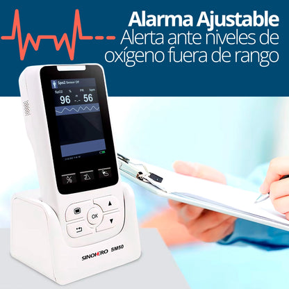 Sinohero SM50: Oxímetro de pulso con alarma ajustable para niveles bajos de oxígeno.