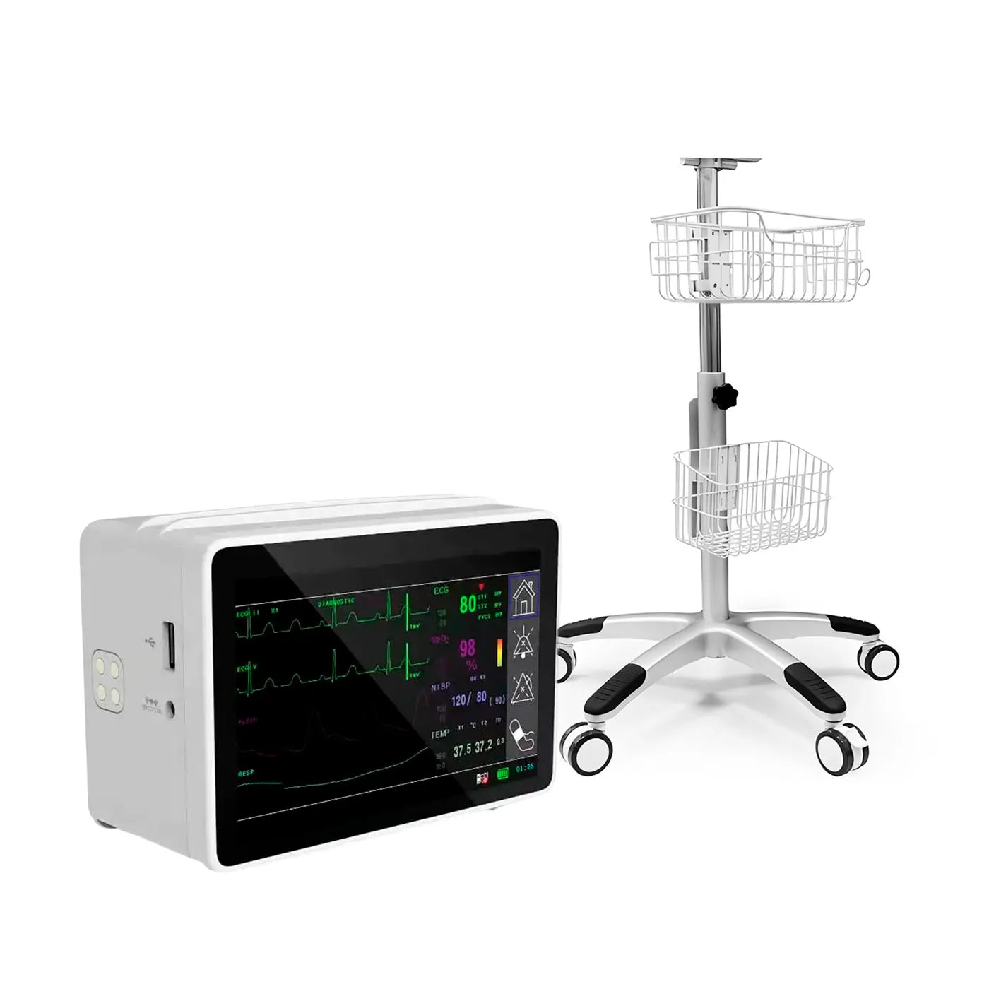 Monitor Multiparámetro de Transporte Sinohero PSM1 + ECG + Carro 2 Canastas