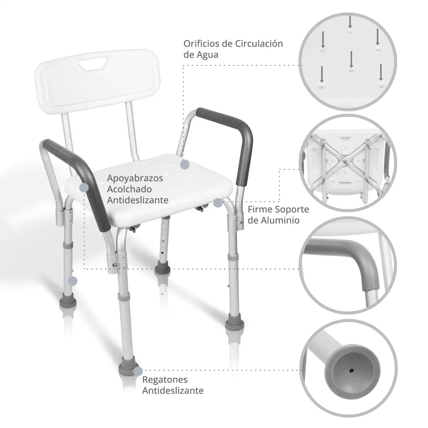 Silla Ducha con Apoyabrazos - TOPMEDIC