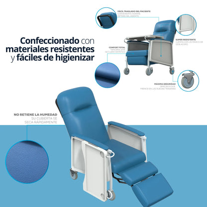 Vista del material fácil de limpiar del sillón TheraSenior.