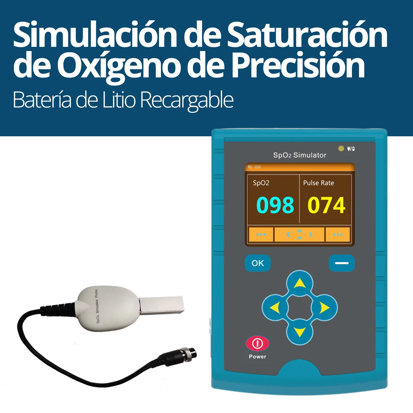 Simulación de estado del paciente en el Simulador MS100 SpO2