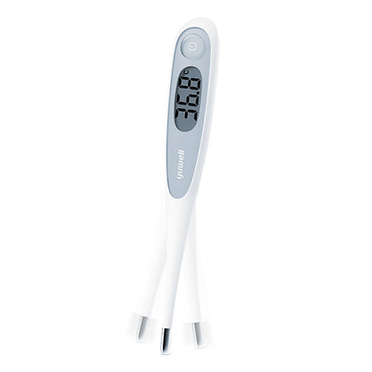 Termómetro digital Yuwell YT-313: Mediciones de temperatura precisas y fiables en grados Celsius (°C). Con función de memoria y alarma de fiebre.
