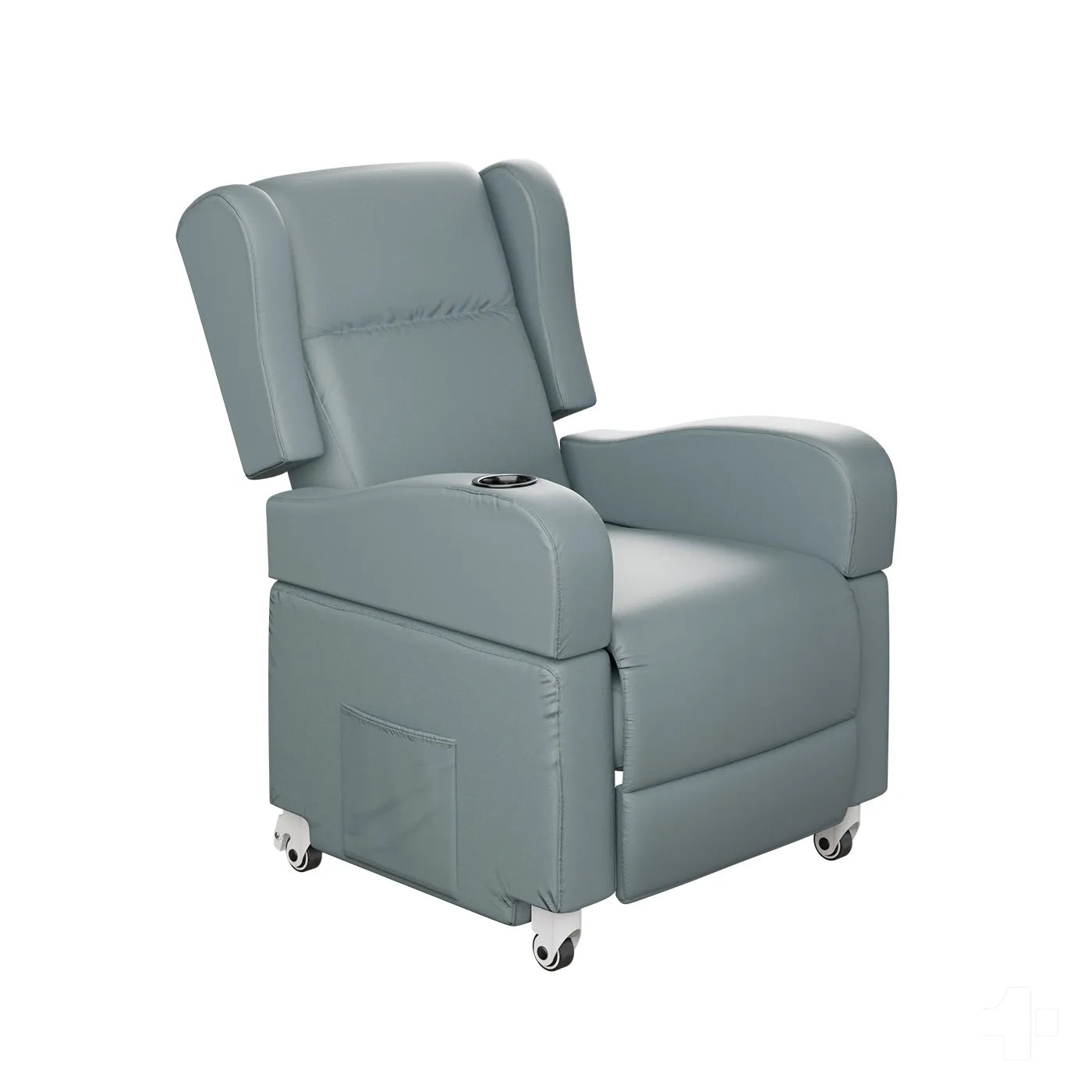 Primer plano del sillón TheraClassic mostrando el tapizado en PVC de alta calidad.