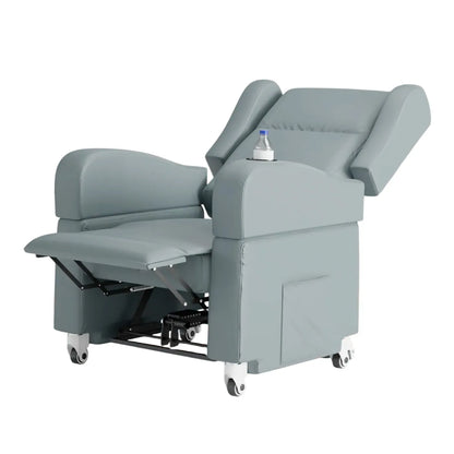 Sillón TheraClassic demostrando la reclinación manual del respaldo.