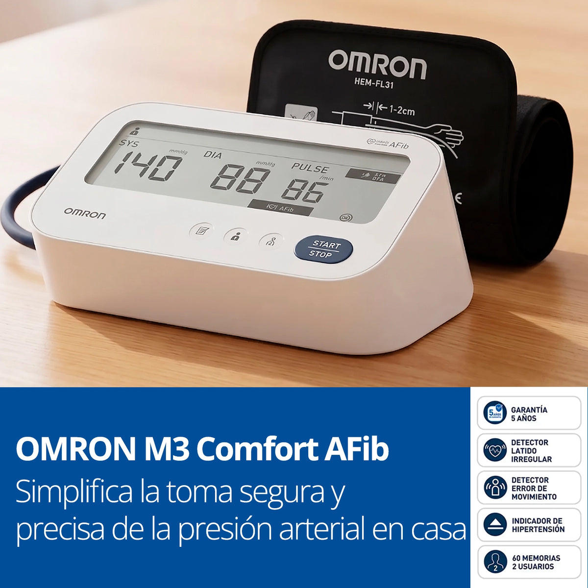 Toma Presión Omron 7196 M3 Comfort AFib