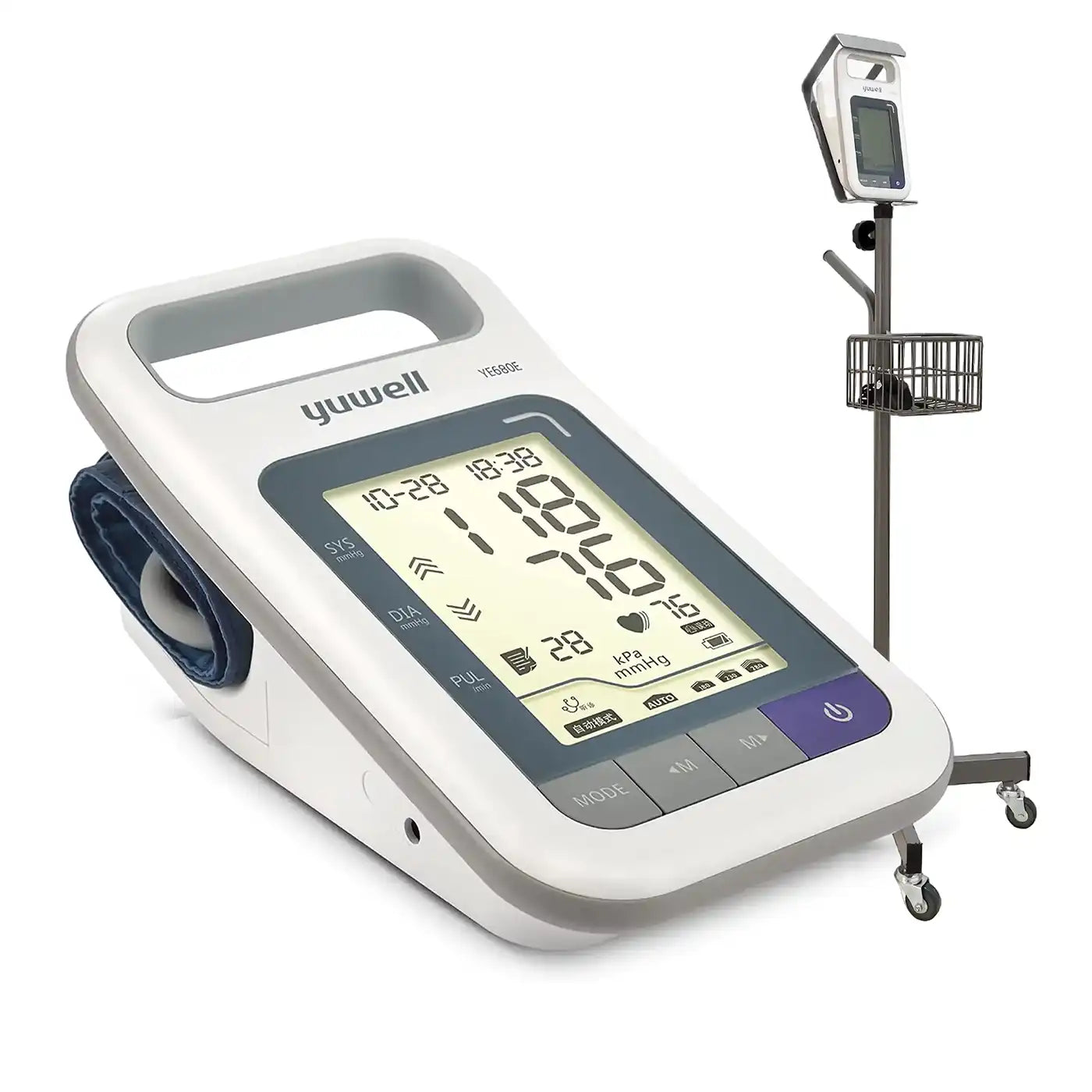 Toma Presión Yuwell YE680E Dual con Pedestal y Batería Recargable - TOPMEDIC