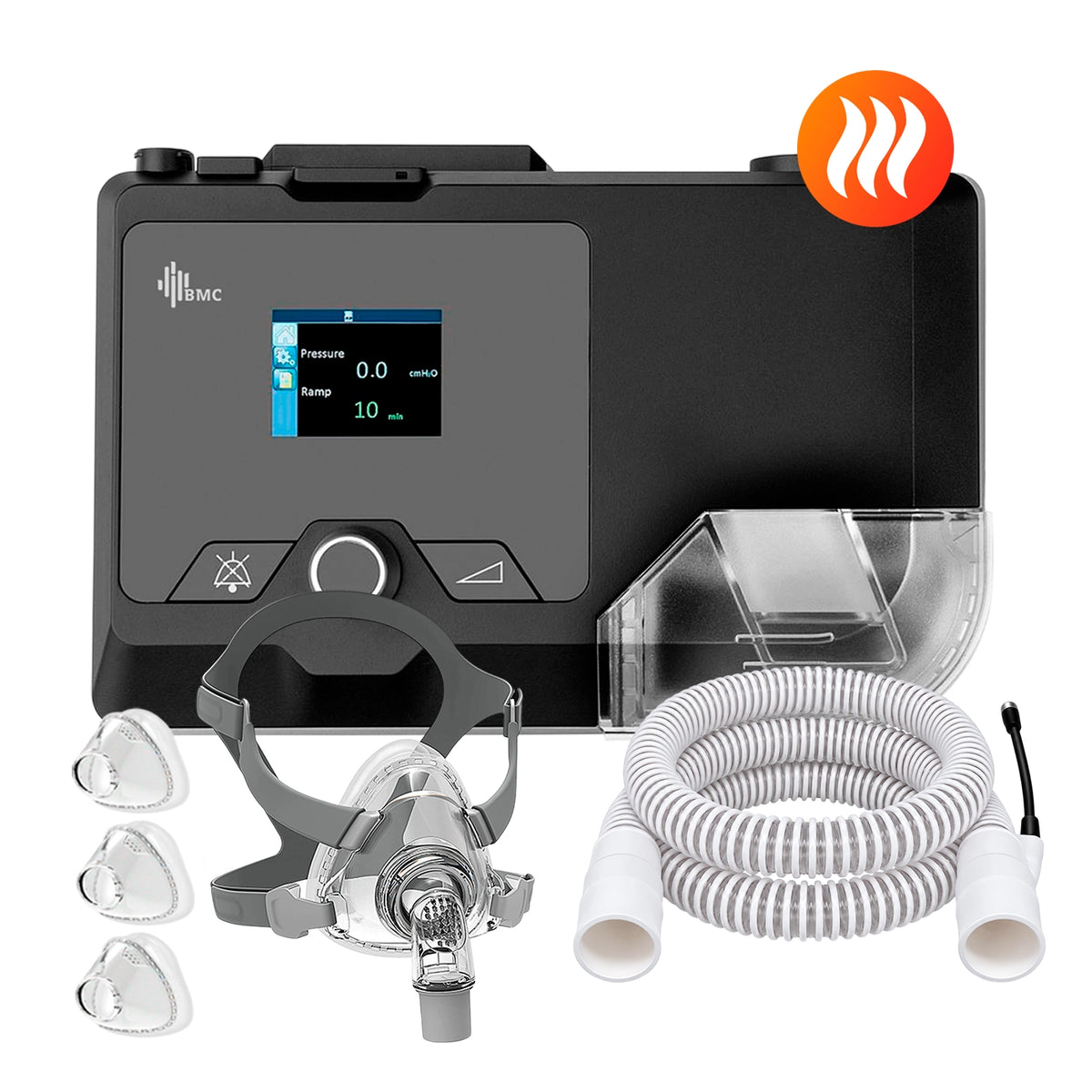 AutoCPAP BMC G2S A20 con tubo calefaccionado y máscara F5A en 3 tallas
