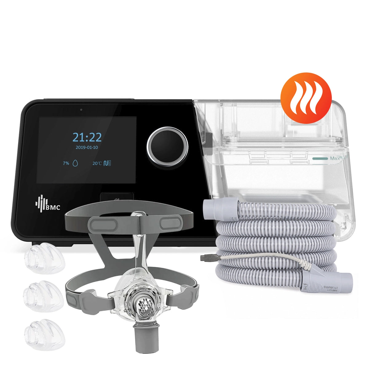 AutoCPAP BMC G3 A20 con tubo calefaccionado y máscara N5 en 3 tallas