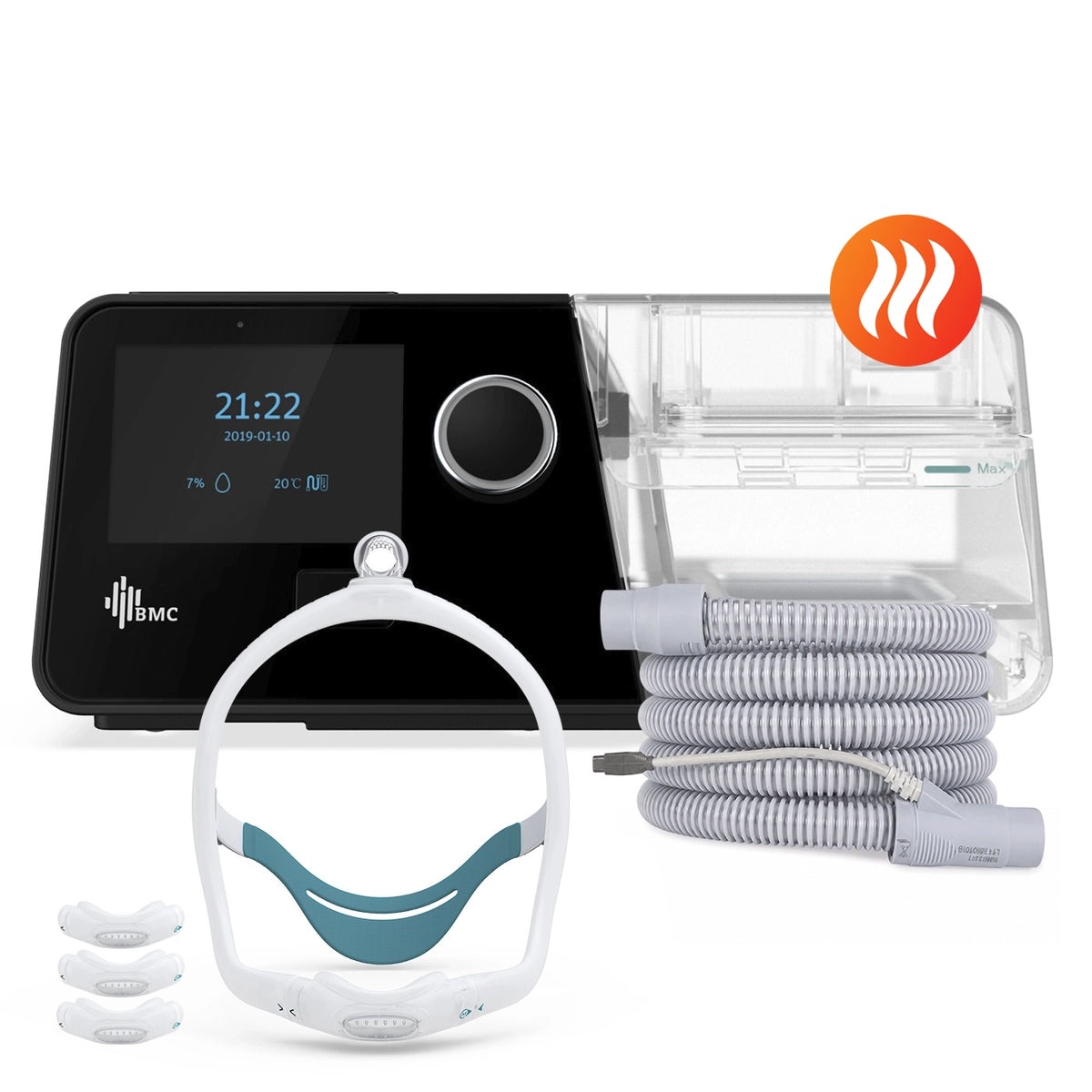 AutoCPAP BMC G3 A20 con máscara premium nasal N6S de 3 tallas y tubo calefaccionado