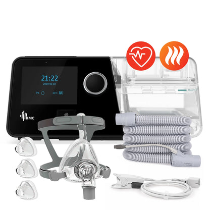 AutoCPAP BMC G3 A20 con oxímetro, máscara oronasal F5 de 3 tallas y tubo calefaccionado
