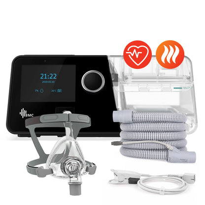 AutoCPAP BMC G3 A20 con oxímetro, máscara oronasal F5 y tubo calefaccionado