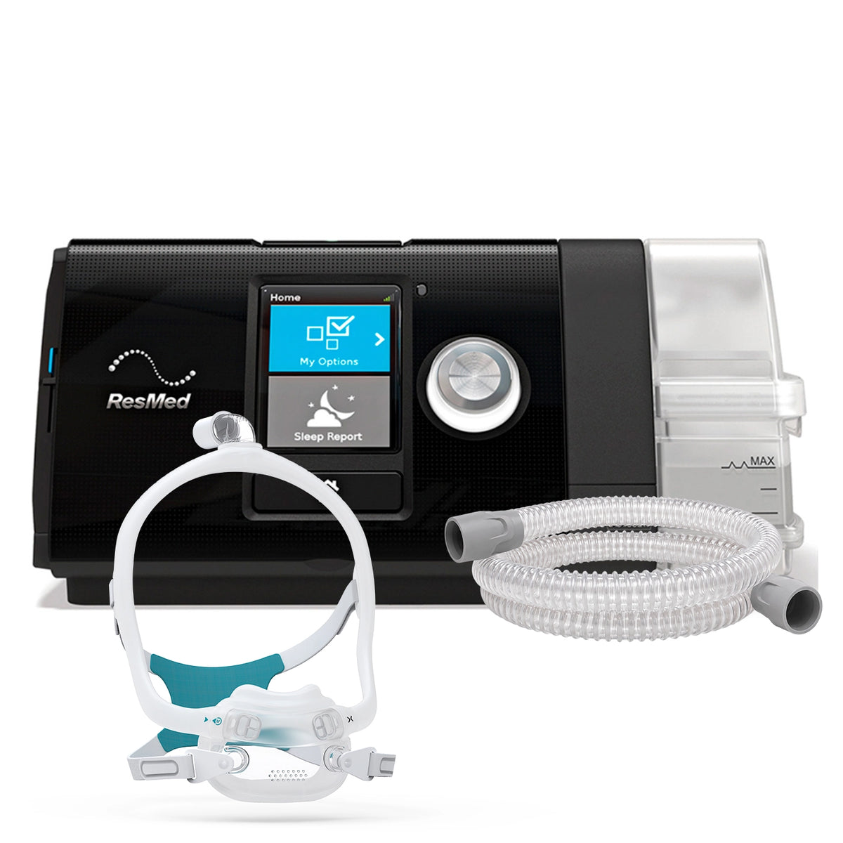 AutoCPAP ResMed AirSense 10 con máscara premium BMC F6S y tubo estándar