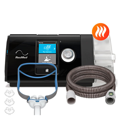 AutoCPAP ResMed AirSense 10 con máscara Nasal Pillows ResMed P10 de 3 tallas y tubo calefaccionado