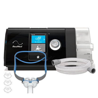 AutoCPAP ResMed AirSense 10 con máscara Nasal Pillows ResMed P10 de 3 tallas y tubo estándar