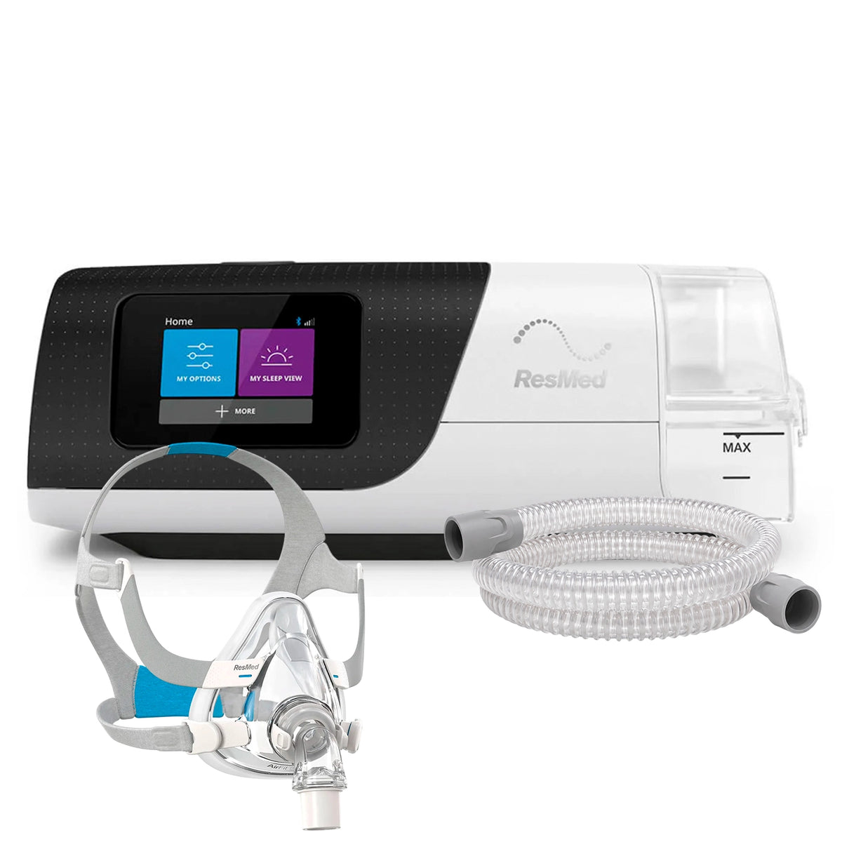 AutoCPAP ResMed AirSense 11 con máscara oronasal ResMed F20 y tubo estándar