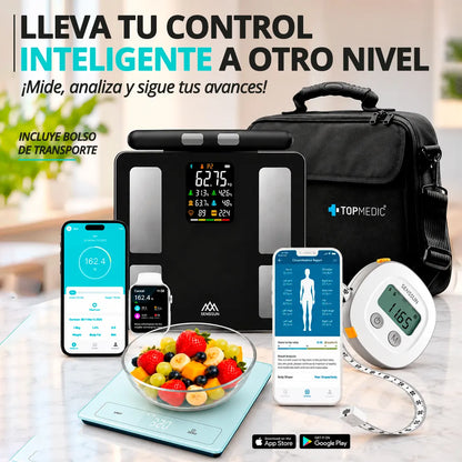 Balanza inteligente Senssun con balanza nutricional, cinta métrica y bolso de transporte