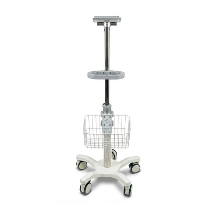 Carro para monitor multiparámetro con canastillo y base con ruedas para uso clínico