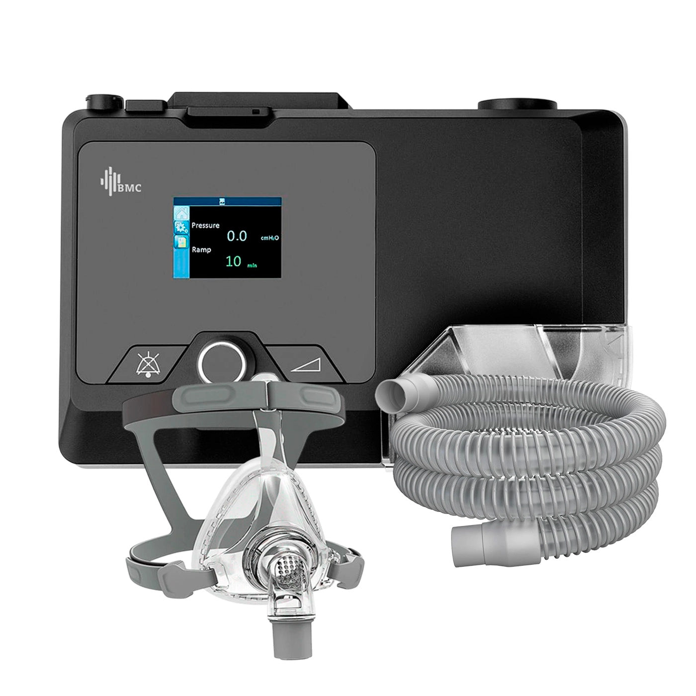CPAP Automático BMC G2S A20 con máscara oronasal para terapia respiratoria domiciliaria