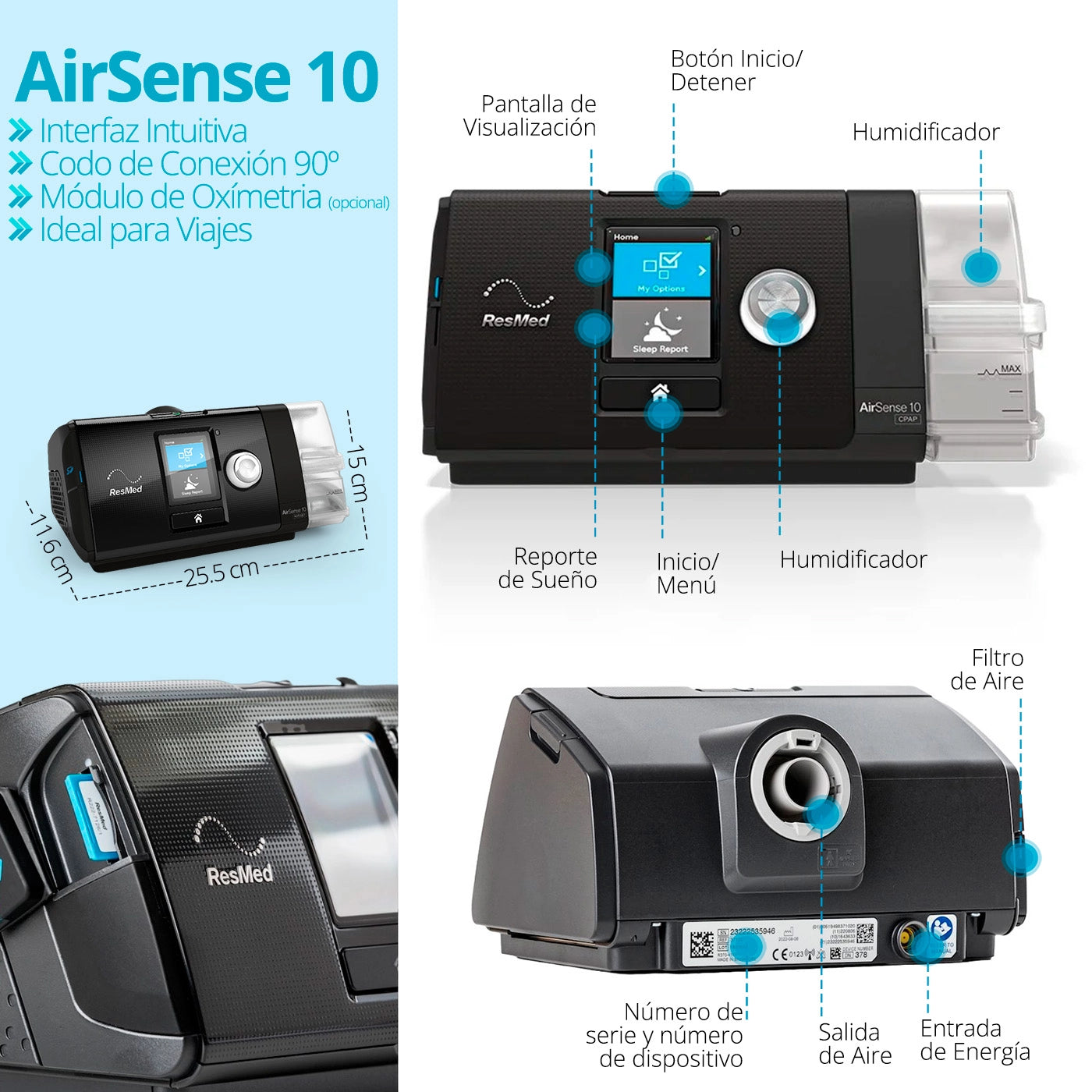 Terapia inteligente para apnea del sueño con ResMed AirSense 10 AutoSet