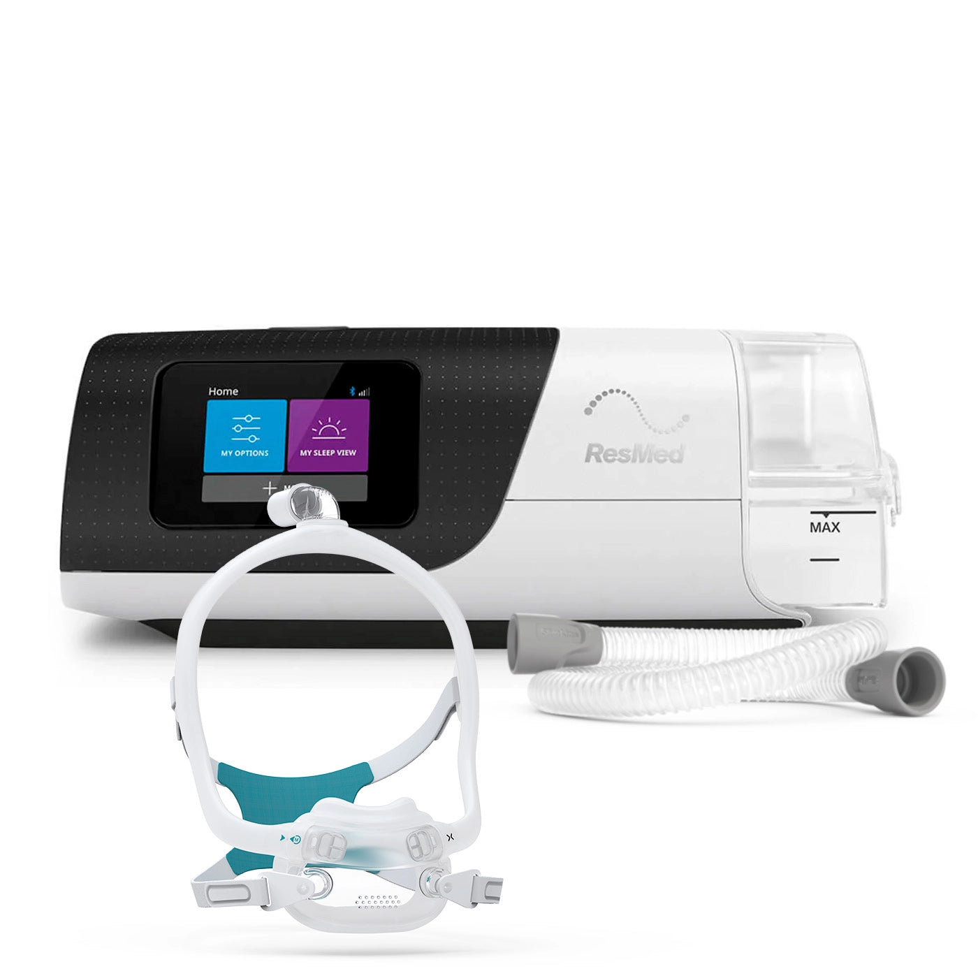 CPAP Automático ResMed AirSense 11 con máscara oronasal f6s premium para tratamiento de apnea del sueño