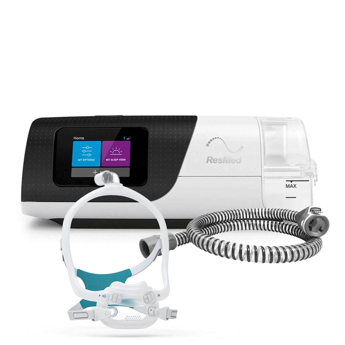 CPAP Automático ResMed AirSense 11 con tubo calefaccionado y máscara oronasal premium para apnea del sueño