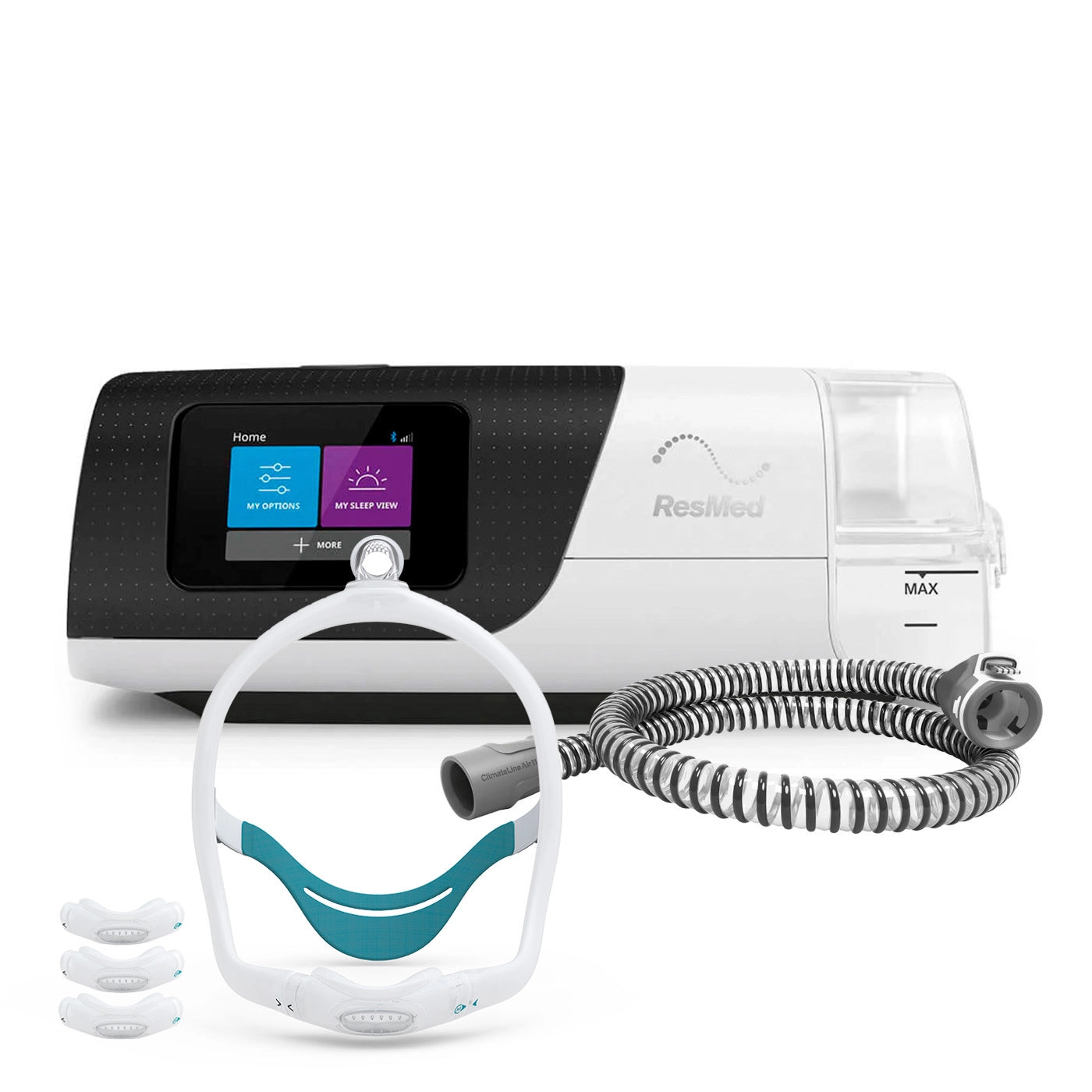 CPAP Automático ResMed AirSense 11 con tubo calefaccionado y máscara premium para apnea del sueño