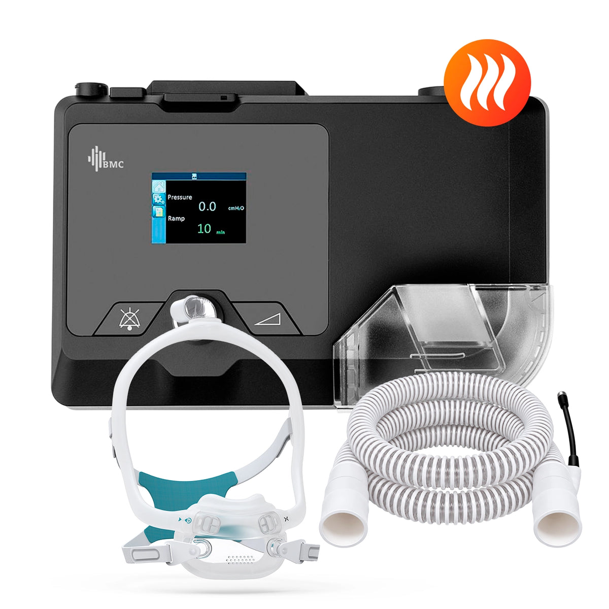 CPAP BMC G2S C20 con máscara oronasal F6S talla S y tubo calefaccionado