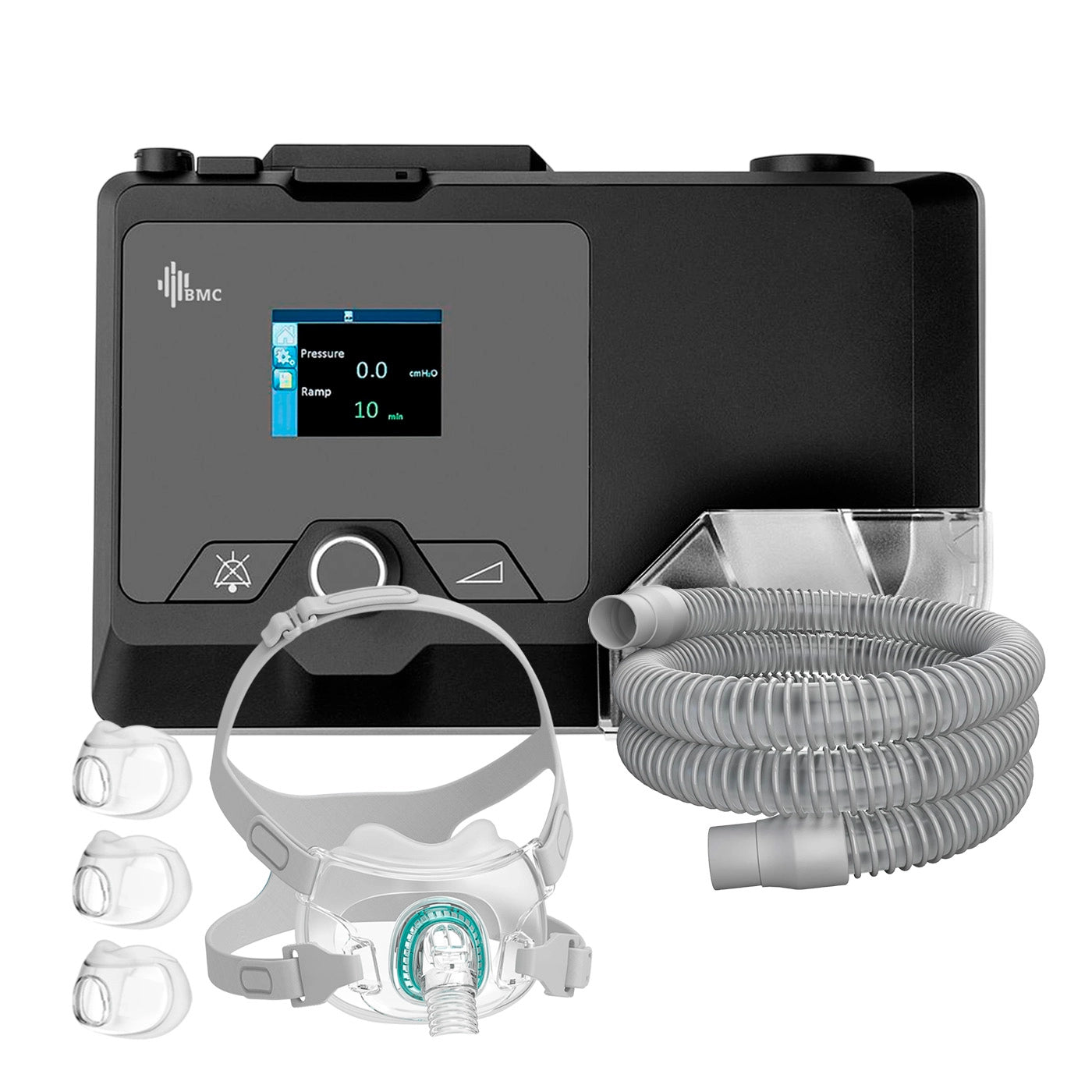 CPAP Fijo BMC G2S C20 con máscara oronasal 3 tallas premium de alto confort para uso prolongado