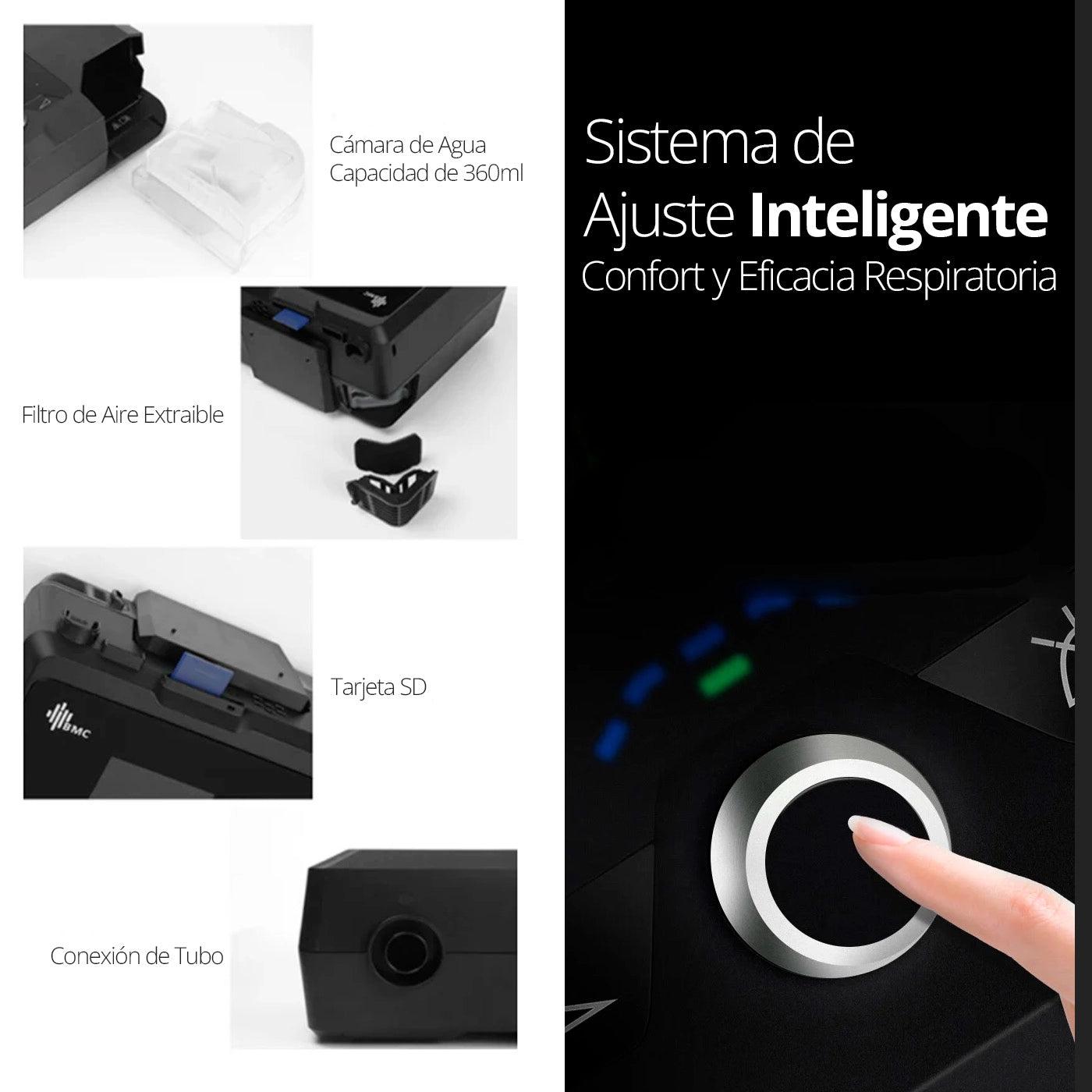 Sistema inteligente del CPAP Fijo BMC G2S C20 para terapia respiratoria continua