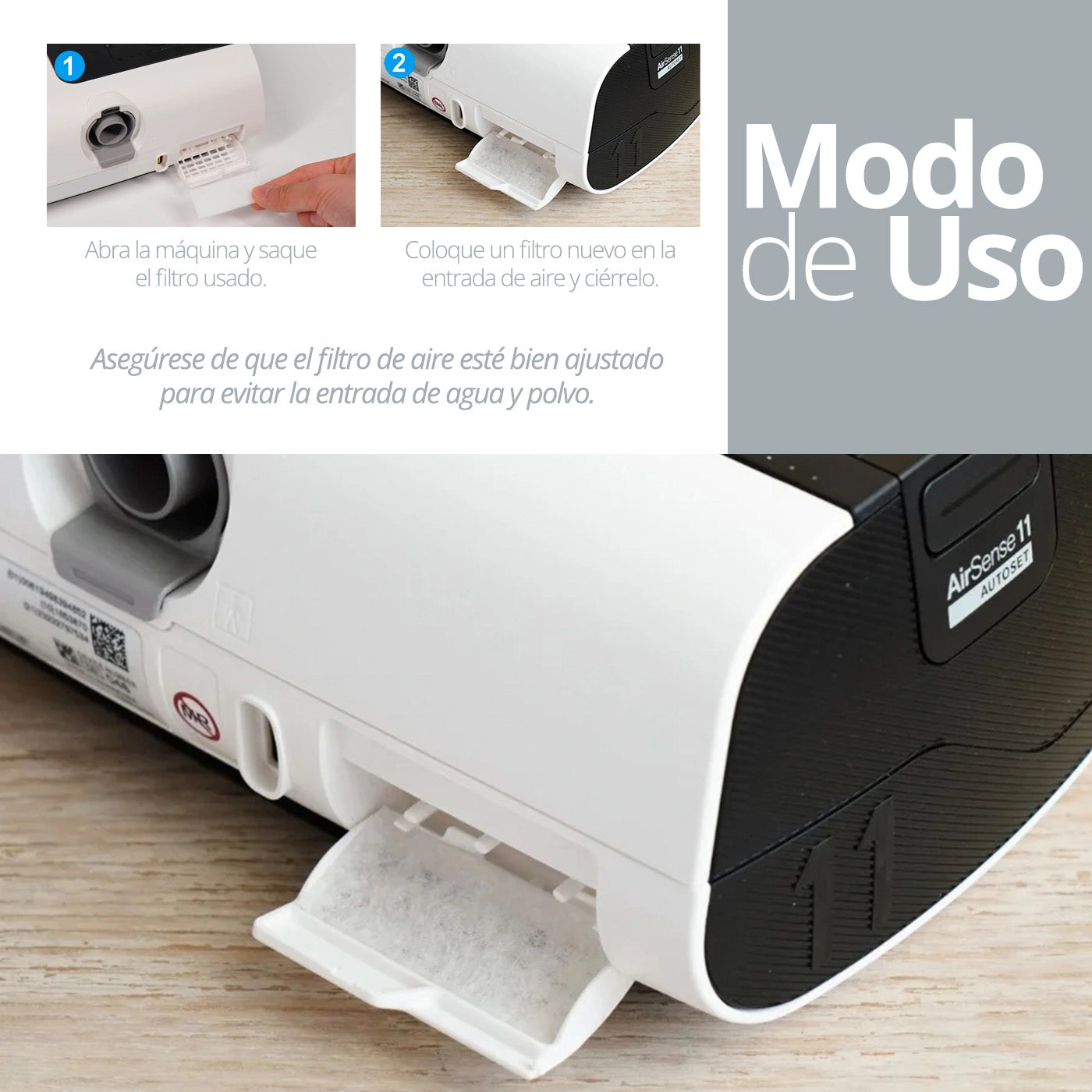 Reemplazo y mantenimiento del filtro para CPAP ResMed AirSense 11