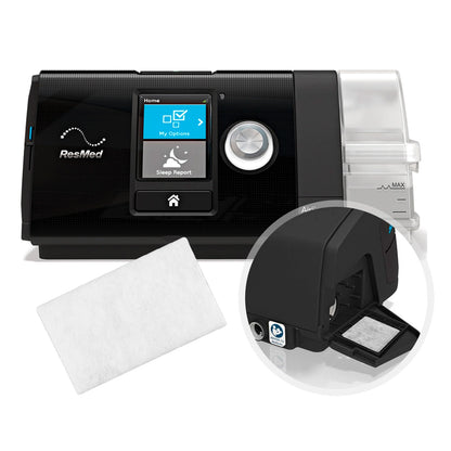 Filtro original para CPAP ResMed AirSense 10 y S9 que ayuda a retener polvo y partículas del aire