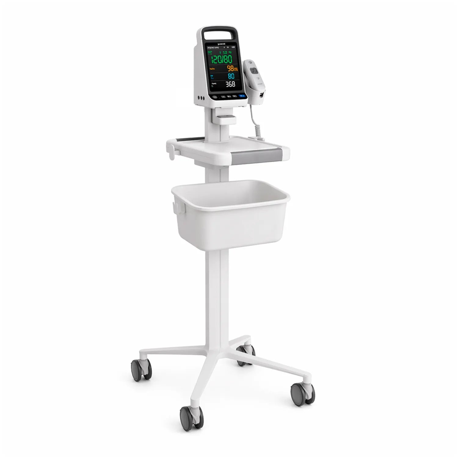 Equipo multiparámetro Yuwell CM100 en soporte con ruedas ideal para clínicas y hospitales