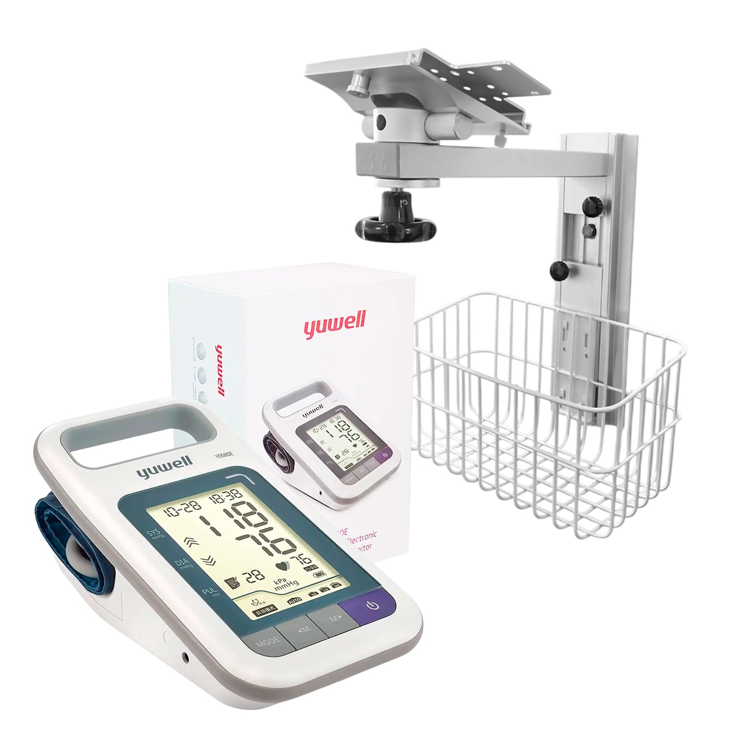 Soporte de muro para tensiómetro Yuwell YE680E con equipo completo y accesorios