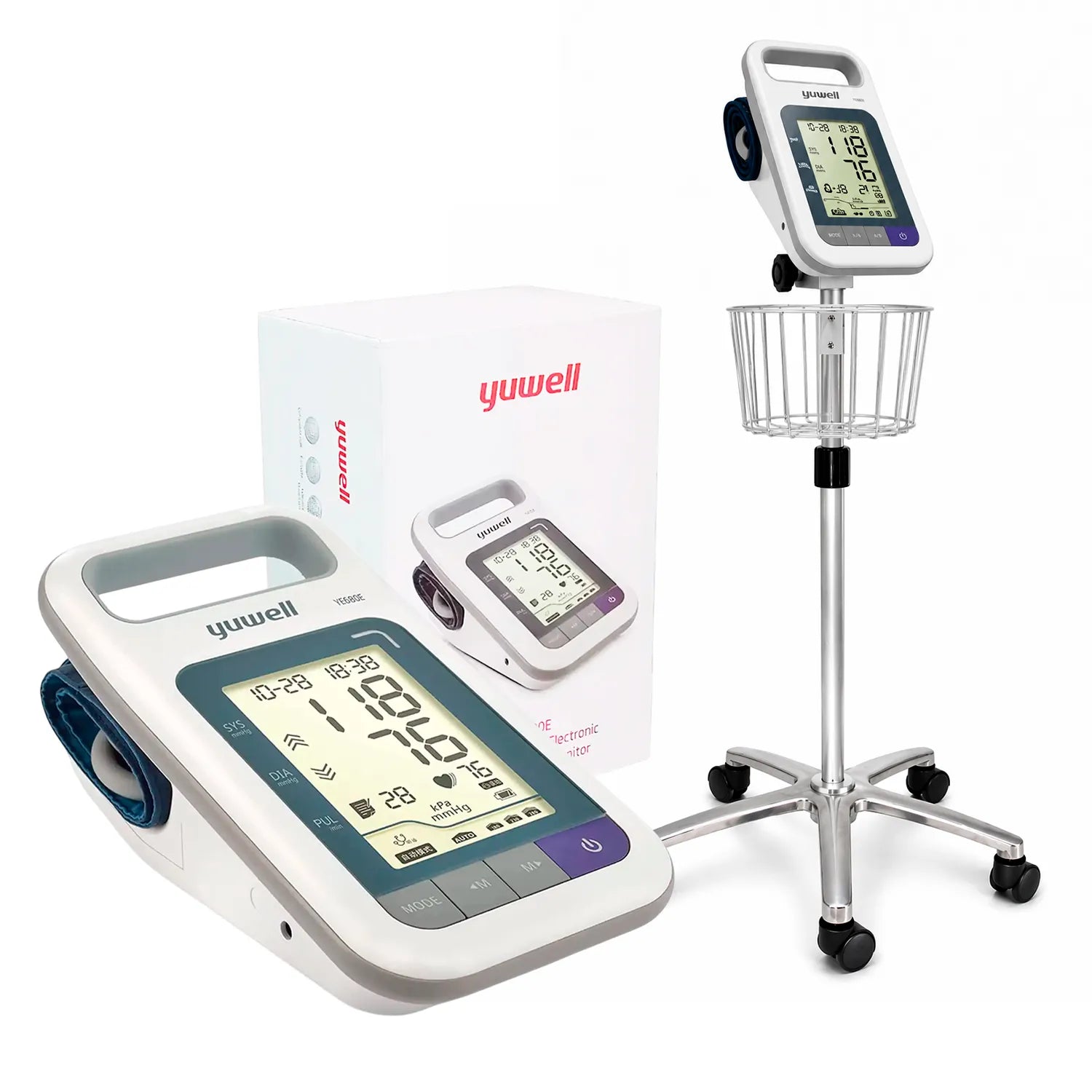Tensiómetro Yuwell YE680E Dual con carro de transporte