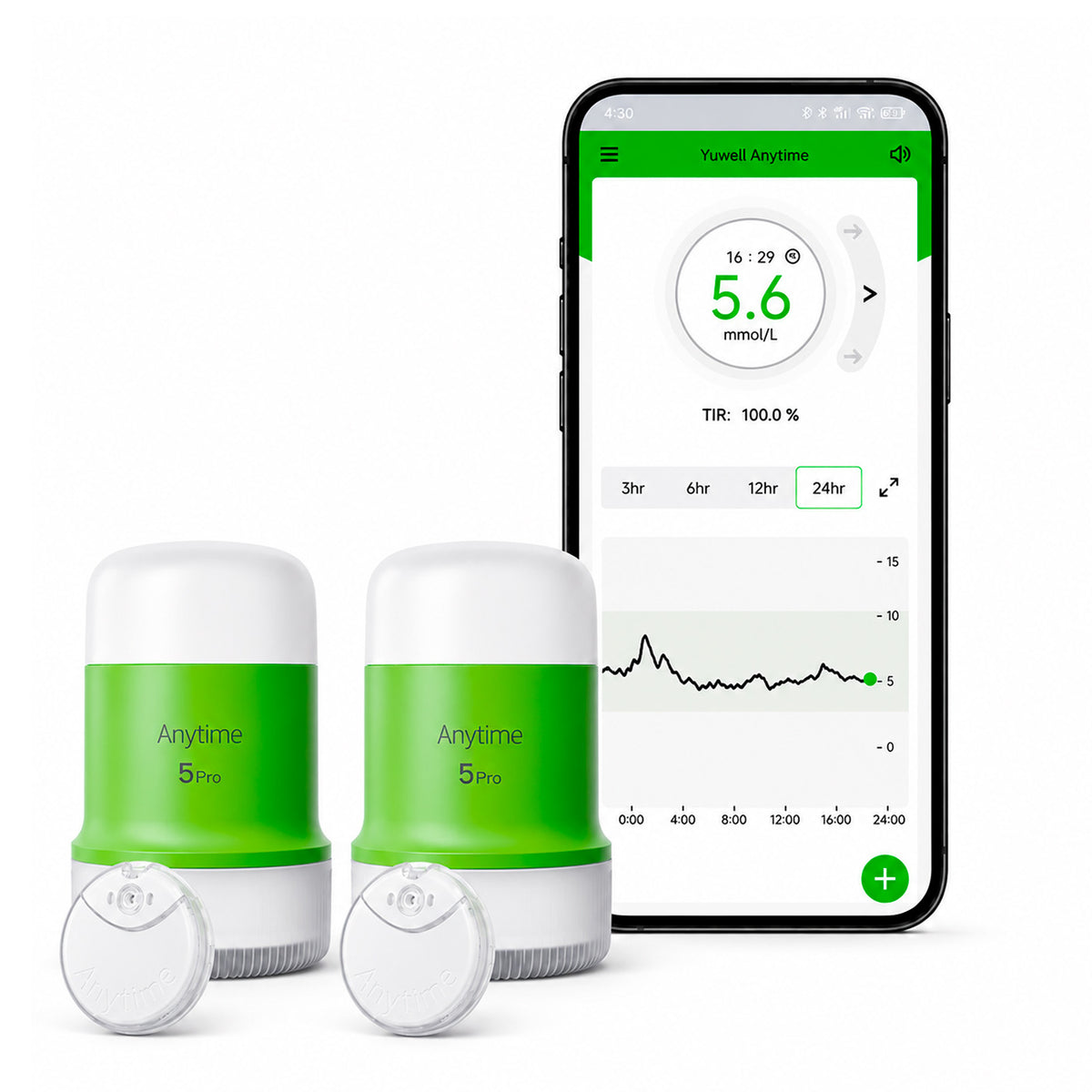 Pack de 2 sensores Yuwell Anytime 5Pro para hasta 32 días de monitoreo continuo de glucosa